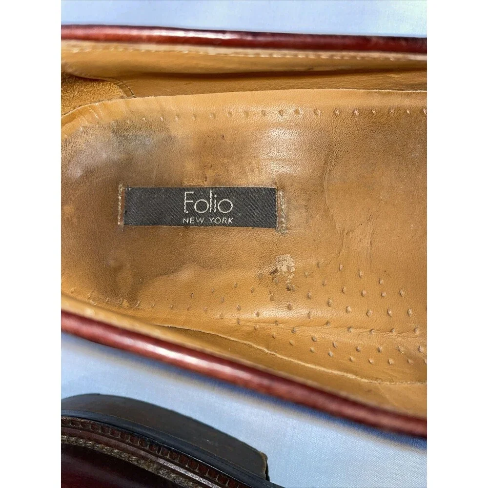 Folio New York Italy Dress Loafers Mens Size 11 M Brown Leather  Slip On Tassels